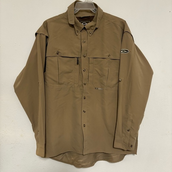 DRAKE Clothing Company Men’s Shirt Tan Button Up Long Sleeve Vented  Sz XL - Picture 1 of 5